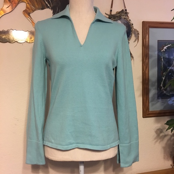 Hillard & Hansen blue collared long sleeve sweater - Picture 2 of 6